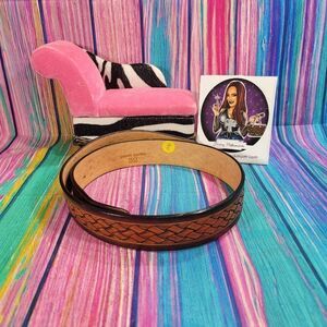 🔷️Genuine Leather Belt Basket Weave Size 38 With Marks  (1004)